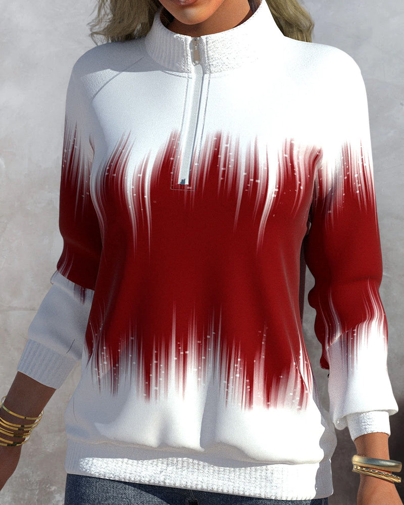 Celestia | Rollkragenpullover mit Einzigartigem Farbverlauf und Halben Reißverschluss für Damen