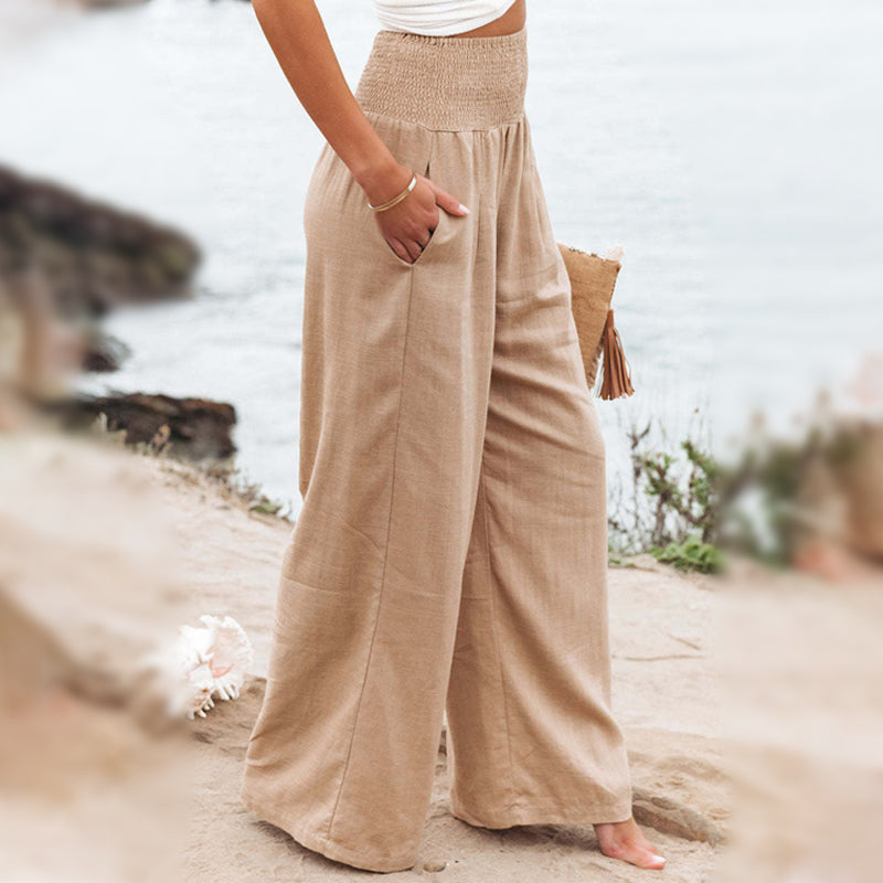 Livia | Damenhose mit Weitem Bein und Hochgeschnittenem Bund für Elegante Anlässe