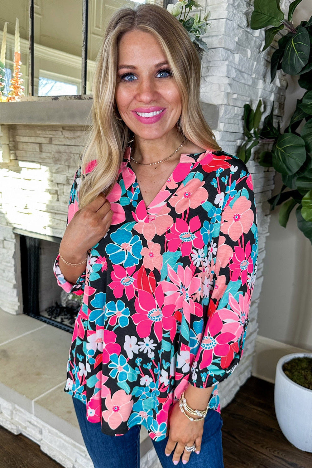 Zephyr | Bluse Mit Blumenmuster Und V-Ausschnitt Für Frauen