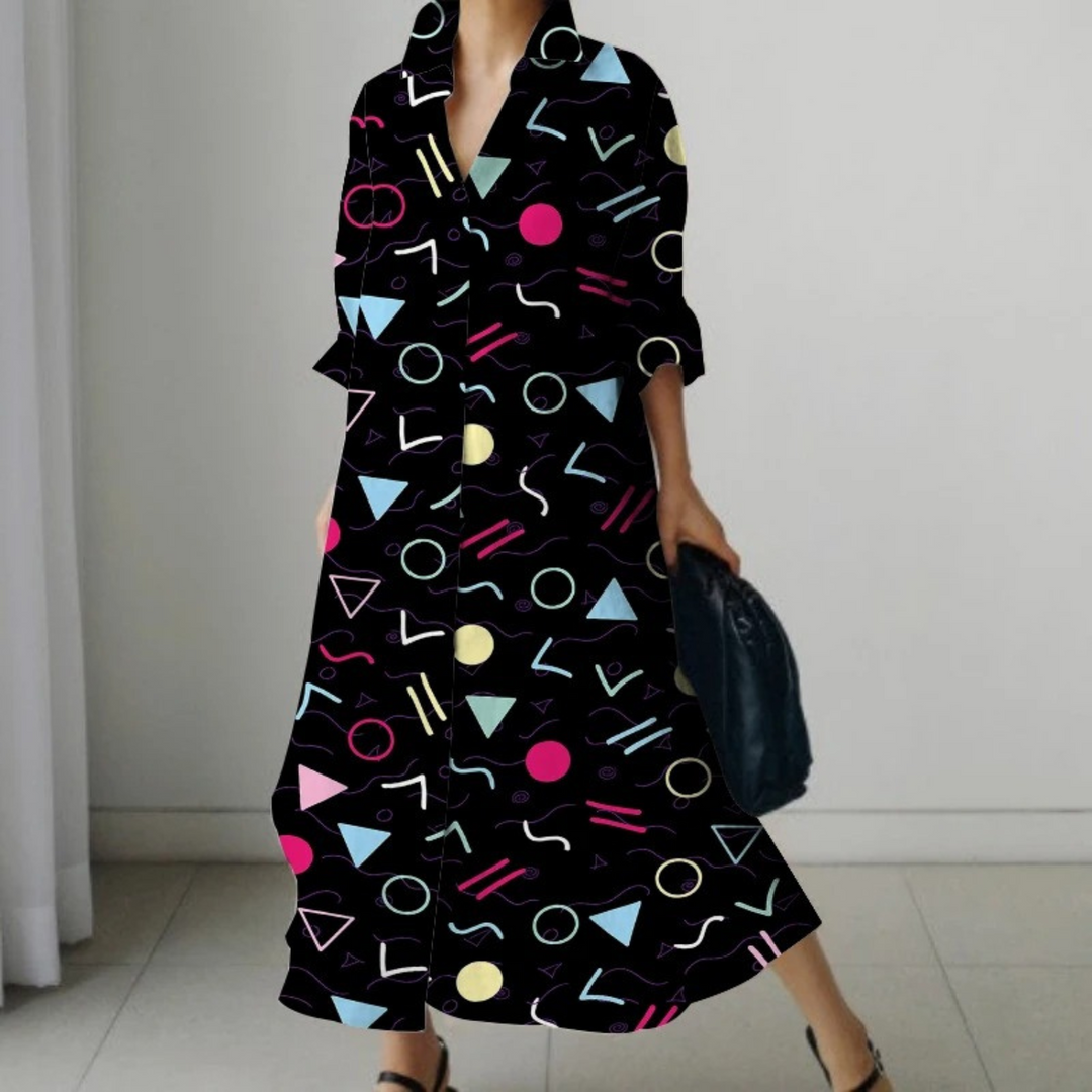 VIDA khakifarbenes Blusenkleid mit Leopardenmuster im Business-Stil