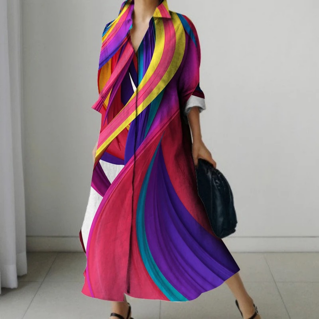 VIDA khakifarbenes Blusenkleid mit Leopardenmuster im Business-Stil