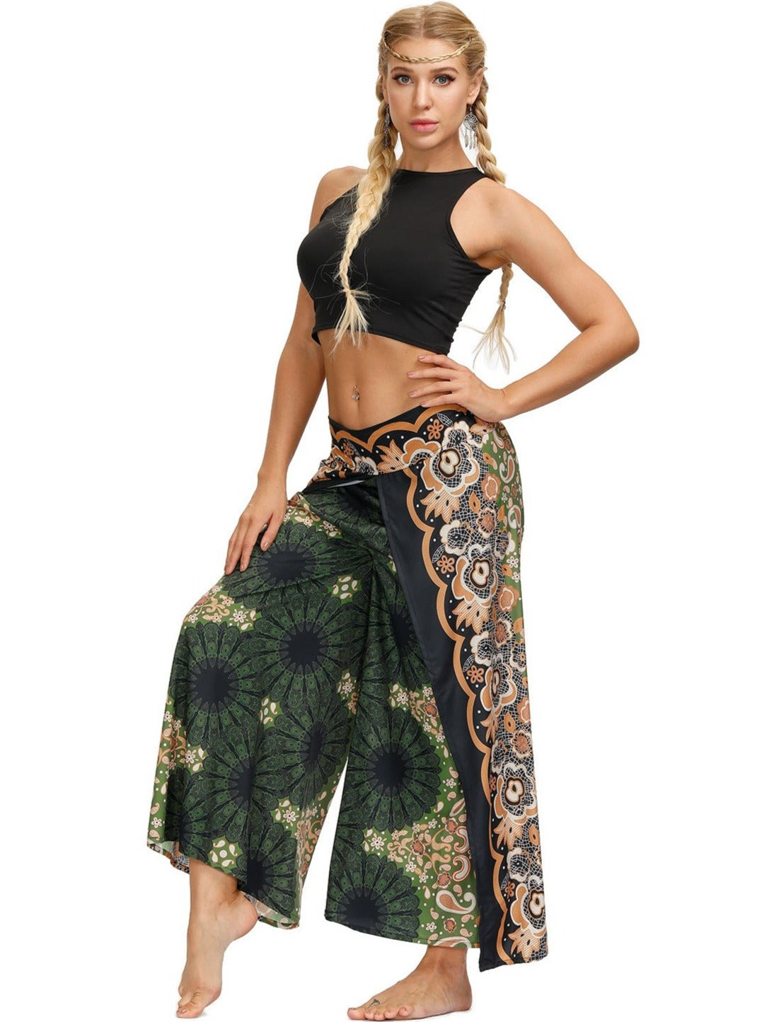 Luna | Yoga-Hose mit weitem Bein und Boho-Muster für aktive Frauen