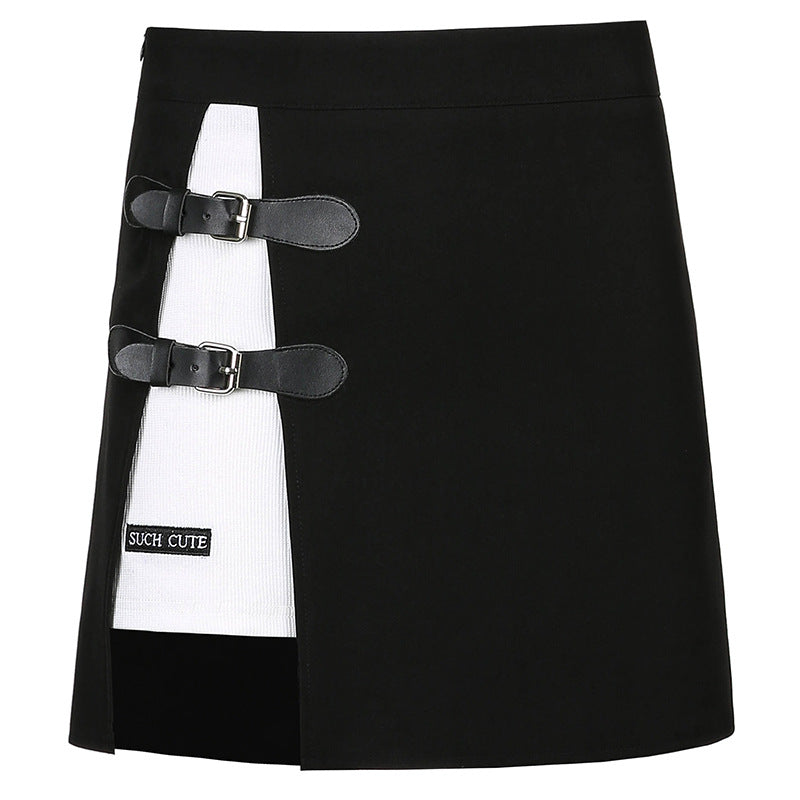 Isadora | Lederrock mit Eleganter Silhouette und Bestickten Knöpfen für Frauen