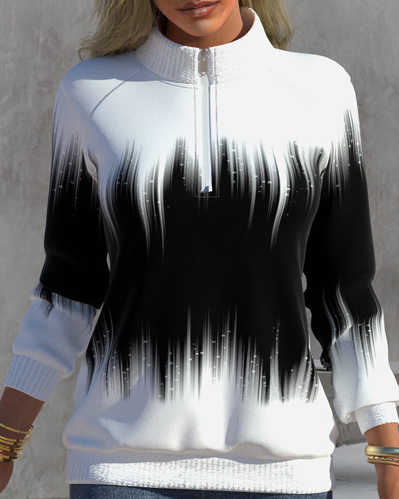 Celestia | Rollkragenpullover mit Einzigartigem Farbverlauf und Halben Reißverschluss für Damen