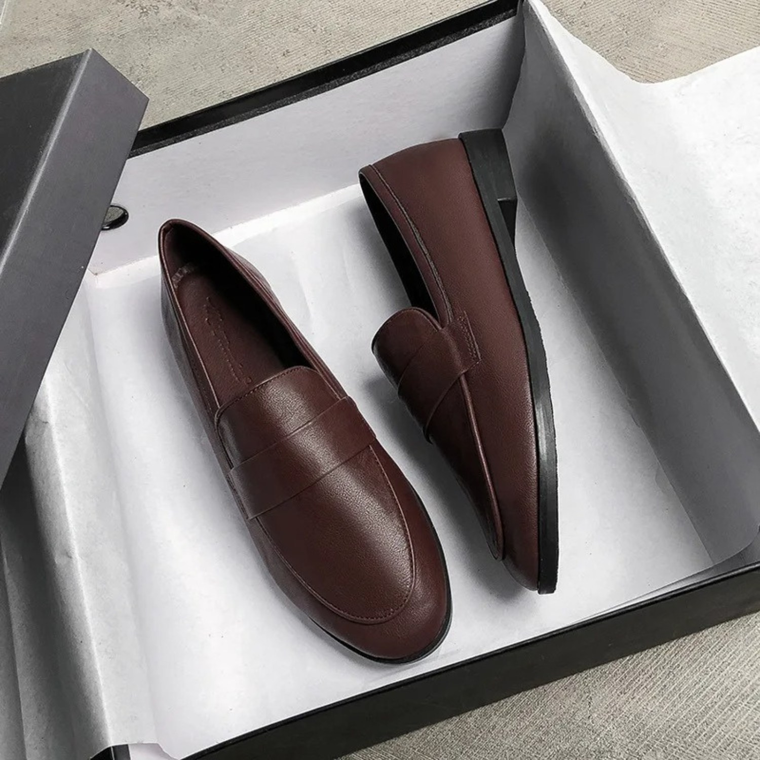 VIDA Slip On Oxford Stil Schwarz Grau Damen Loafer