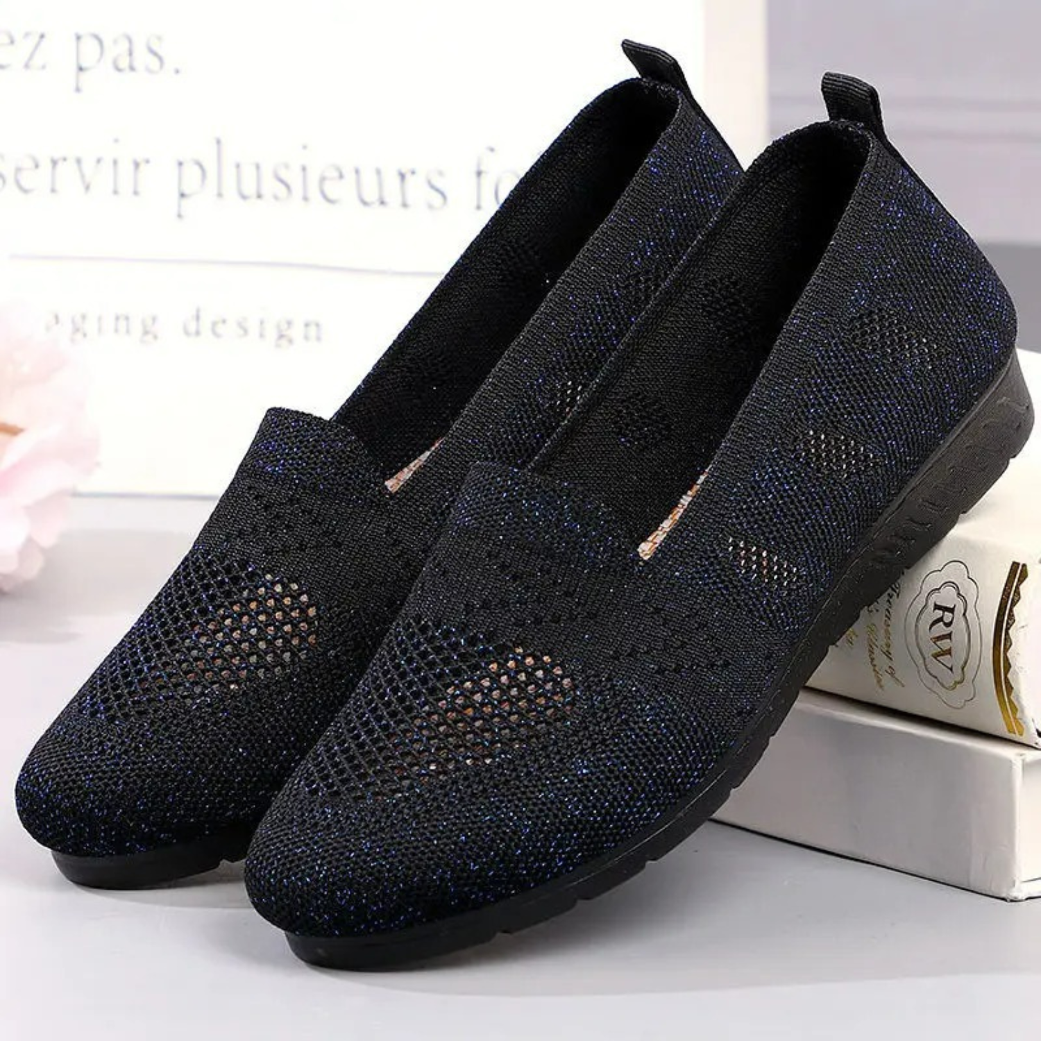 VIDA ausgehöhlt schwarz blau lila Damen loafer