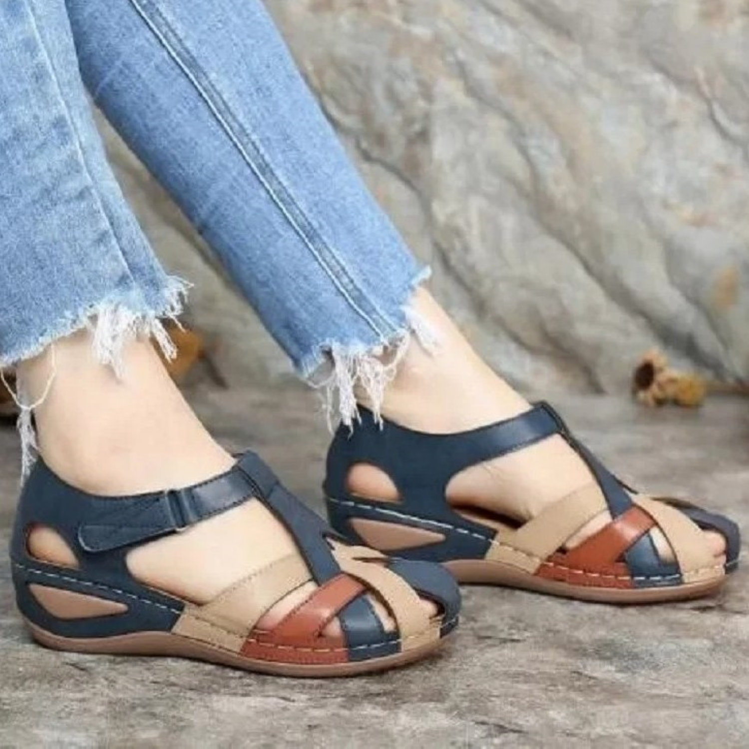 VIDA Damen Sandalen in kontrastierenden Farben, wasserfest
