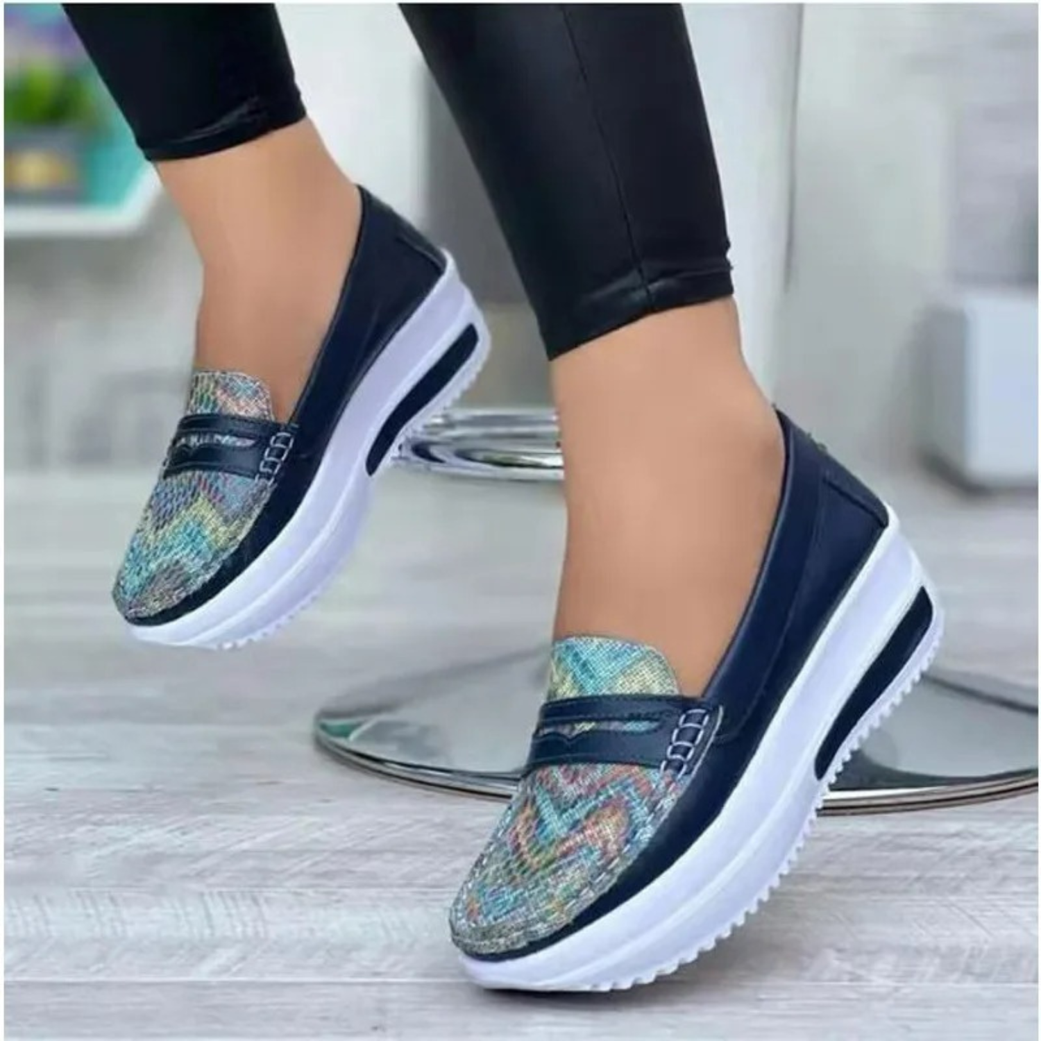 VIDA Runde Zehe Keil Plattform Damen loafer