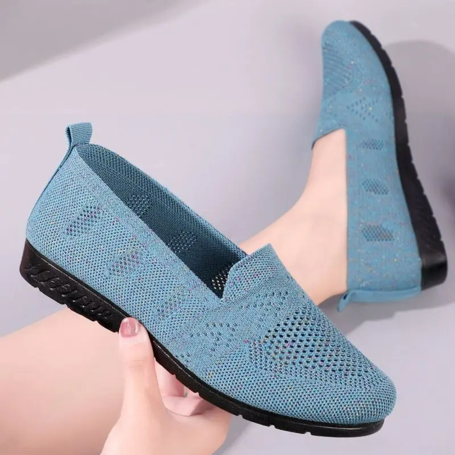 VIDA ausgehöhlt schwarz blau lila Damen loafer