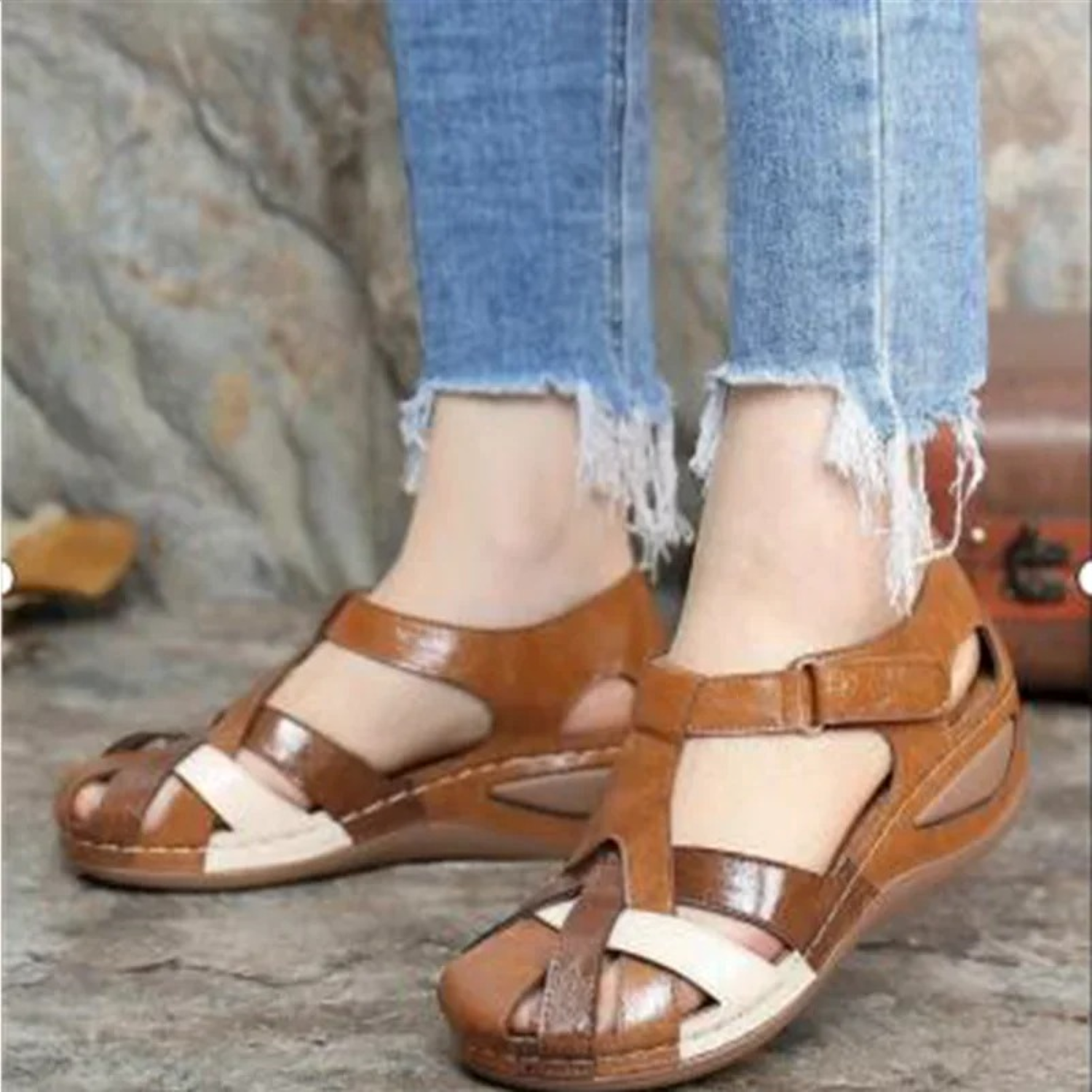 VIDA Damen Sandalen in kontrastierenden Farben, wasserfest