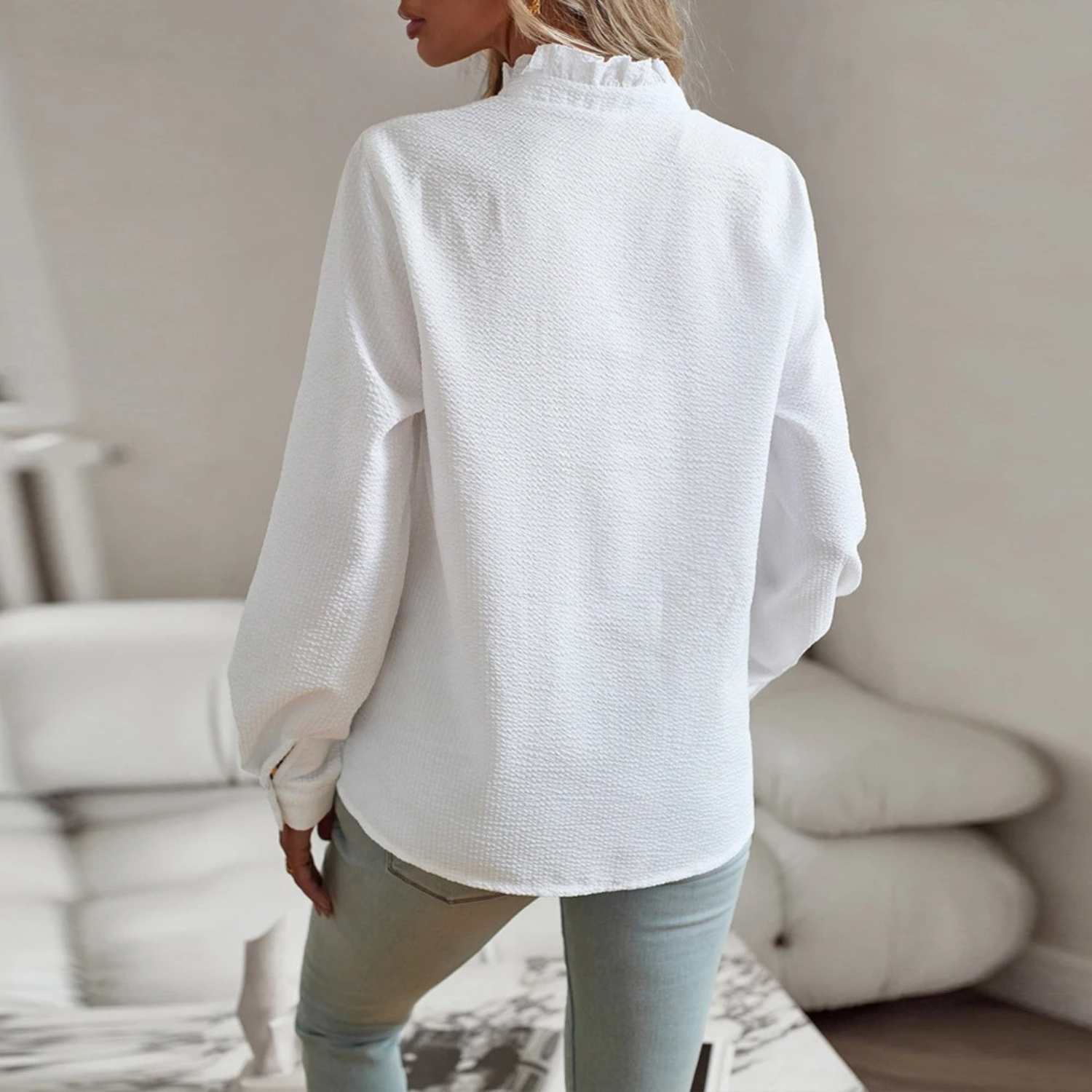 VIDA Geschäftsstil mit Stehkragen elastische Damen Blusen