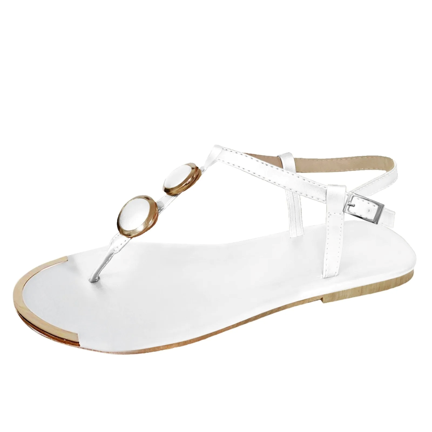 VIDA Damen Sandalen mit Metalldekoration und doppelten Perlen