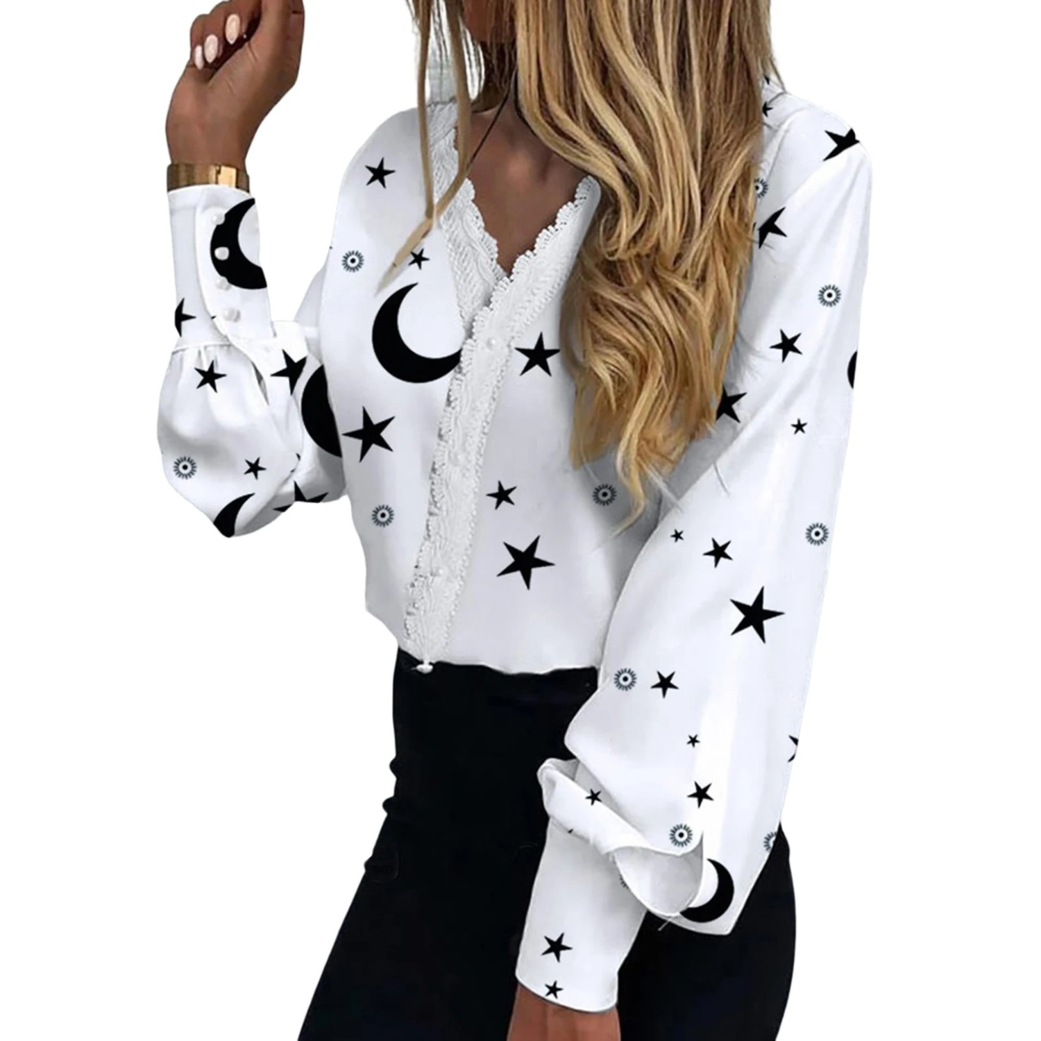 VIDA Damen Blusen mit Leopardenprint und weiten Ärmeln