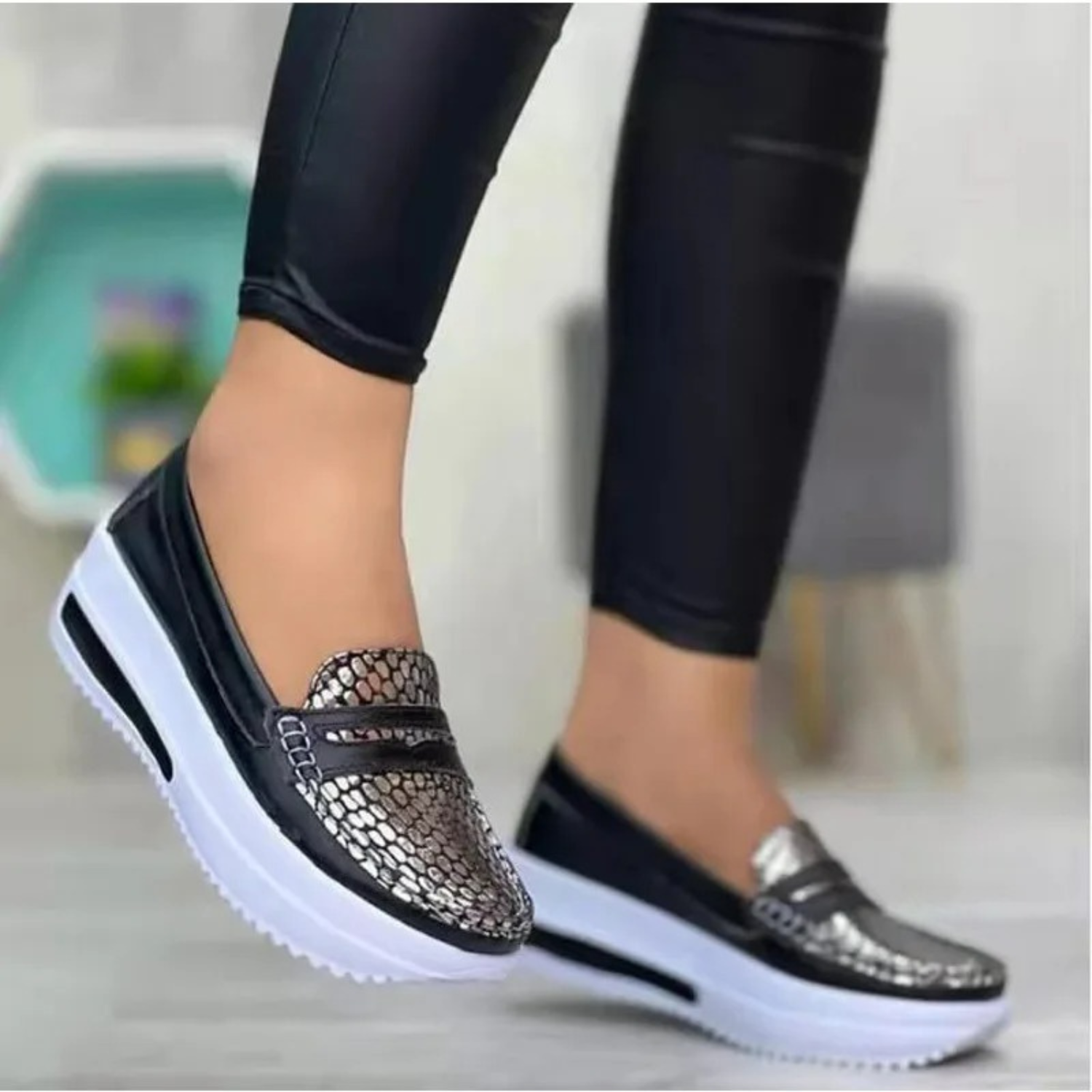 VIDA Runde Zehe Keil Plattform Damen loafer