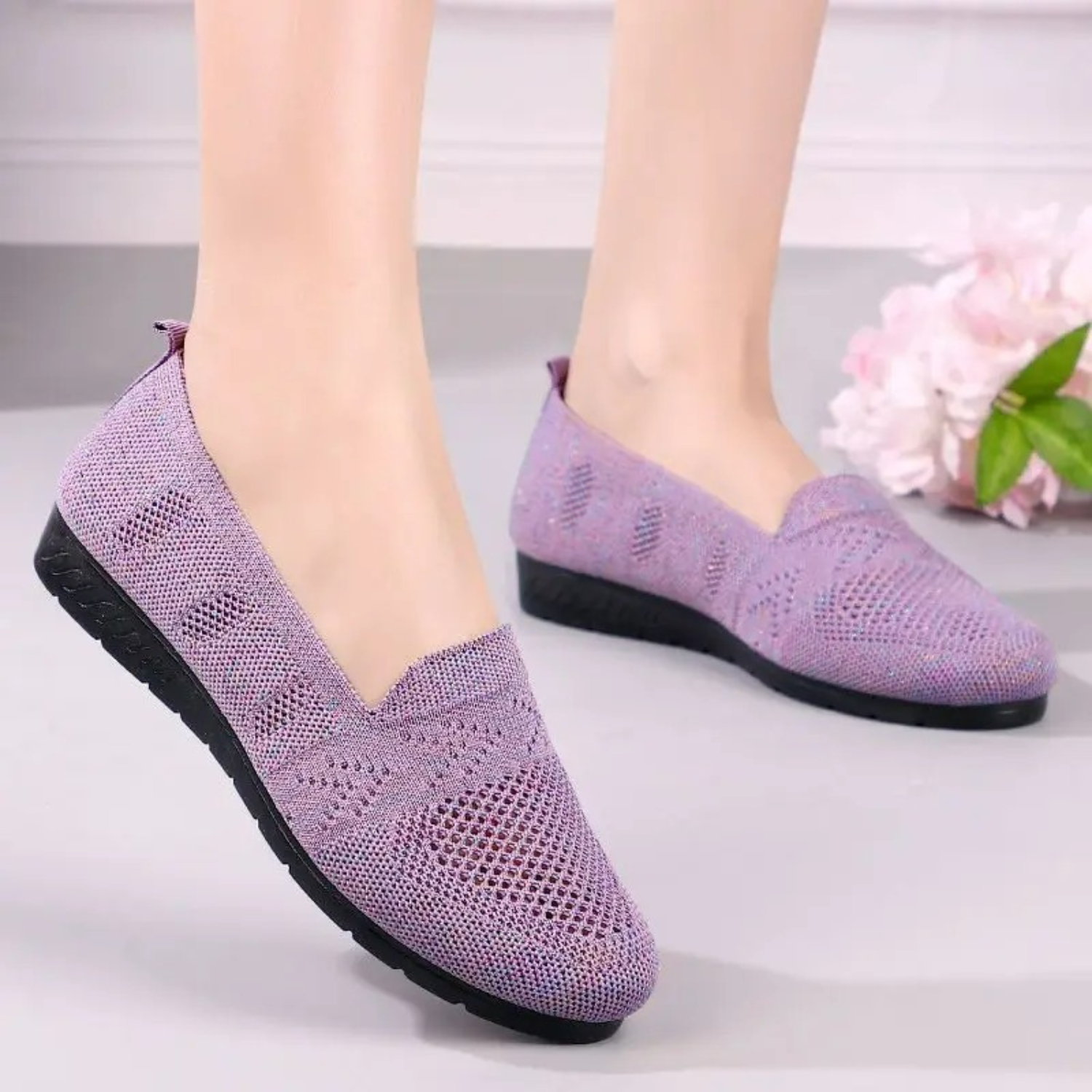 VIDA ausgehöhlt schwarz blau lila Damen loafer