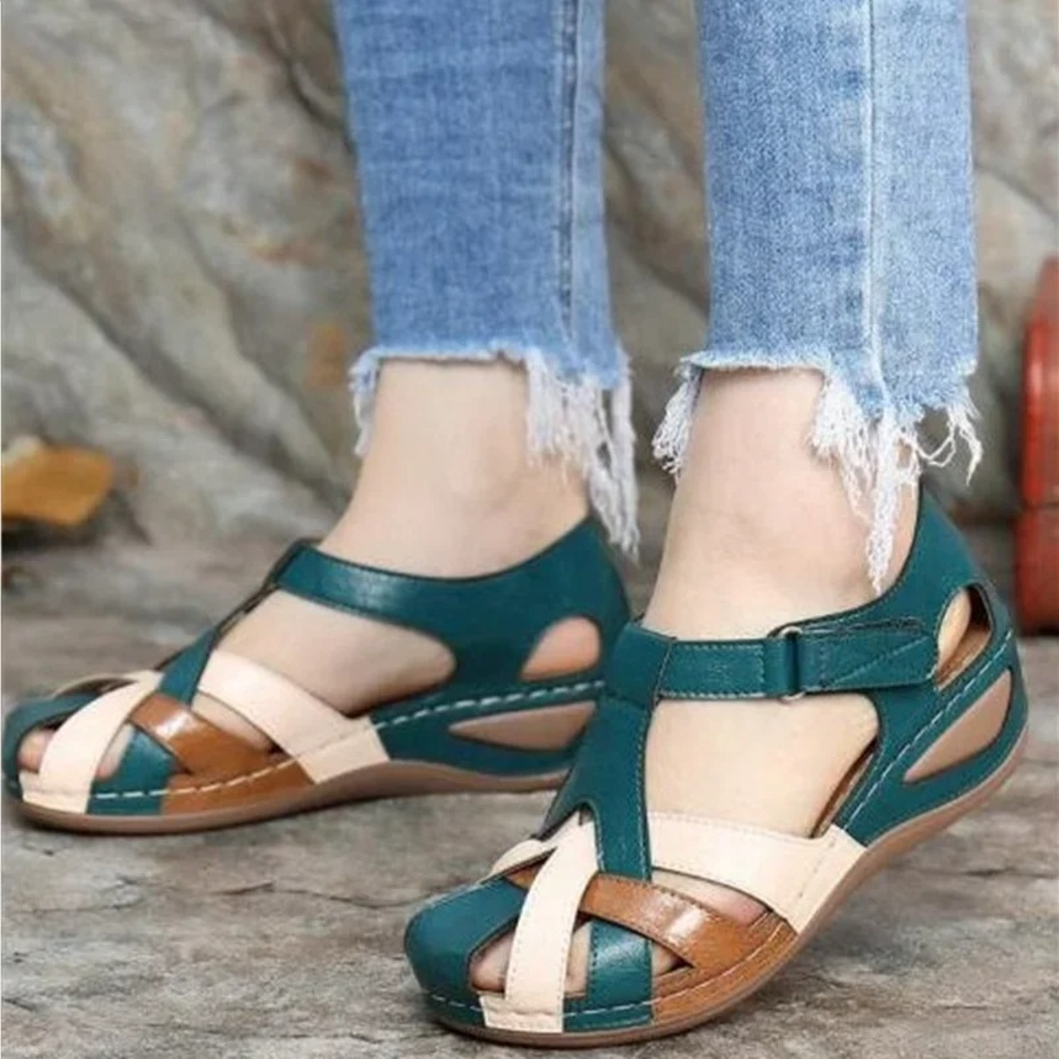 VIDA Damen Sandalen in kontrastierenden Farben, wasserfest