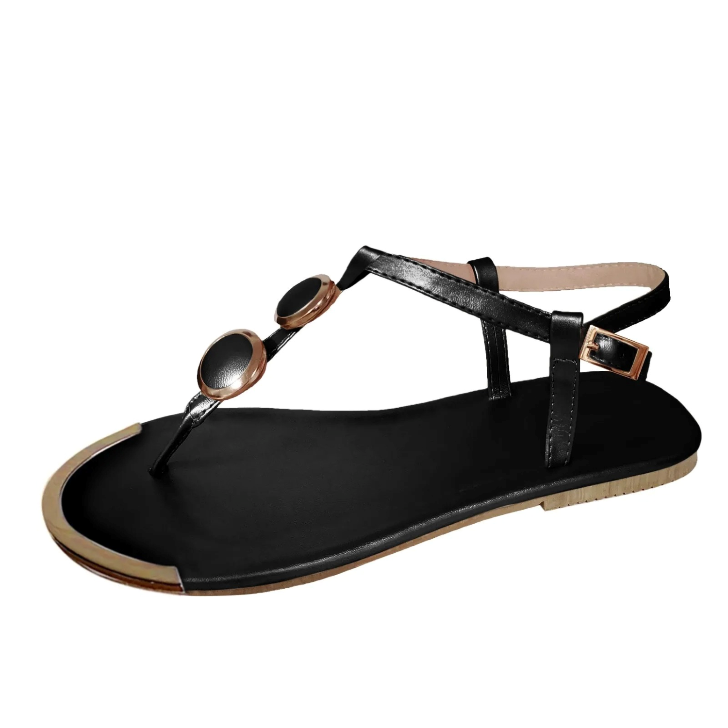 VIDA Damen Sandalen mit Metalldekoration und doppelten Perlen