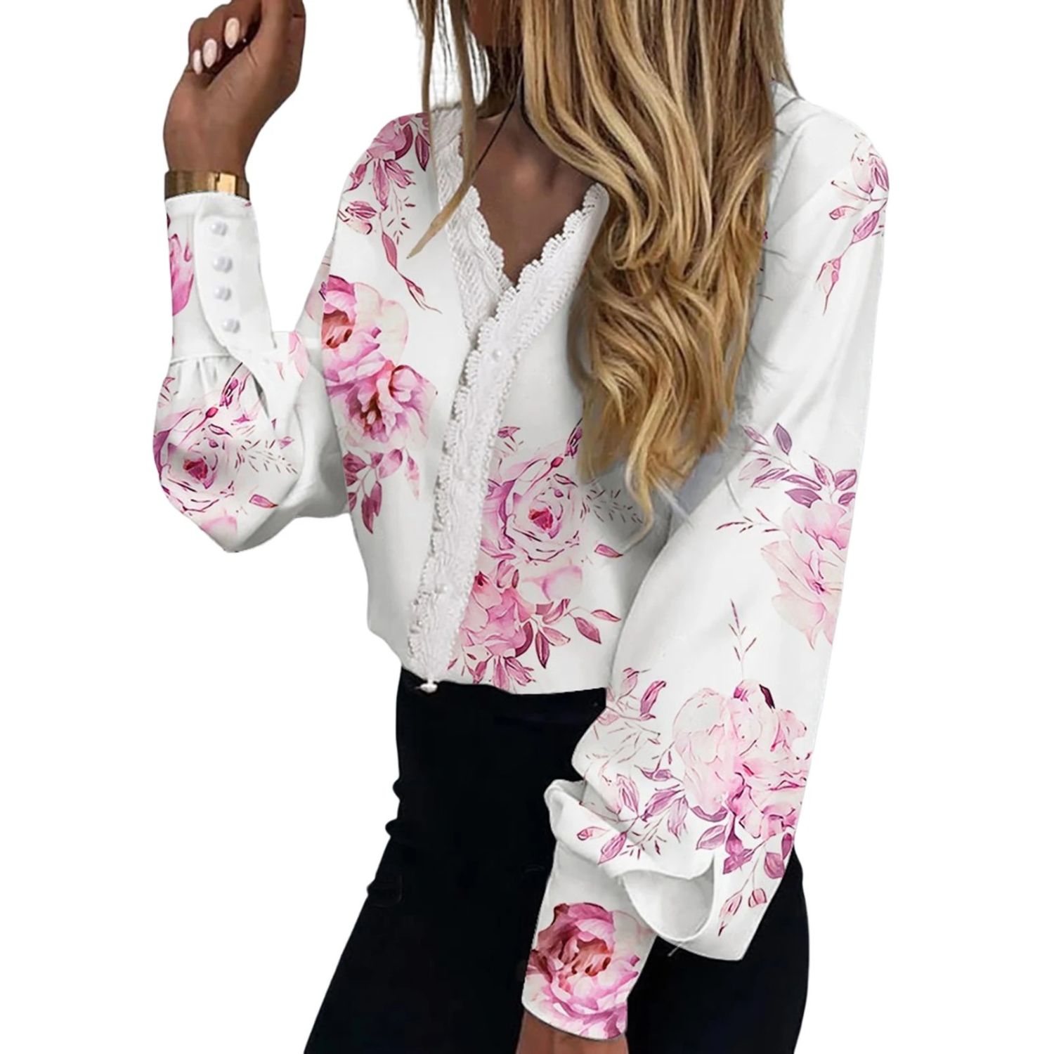 VIDA Damen Blusen mit Leopardenprint und weiten Ärmeln