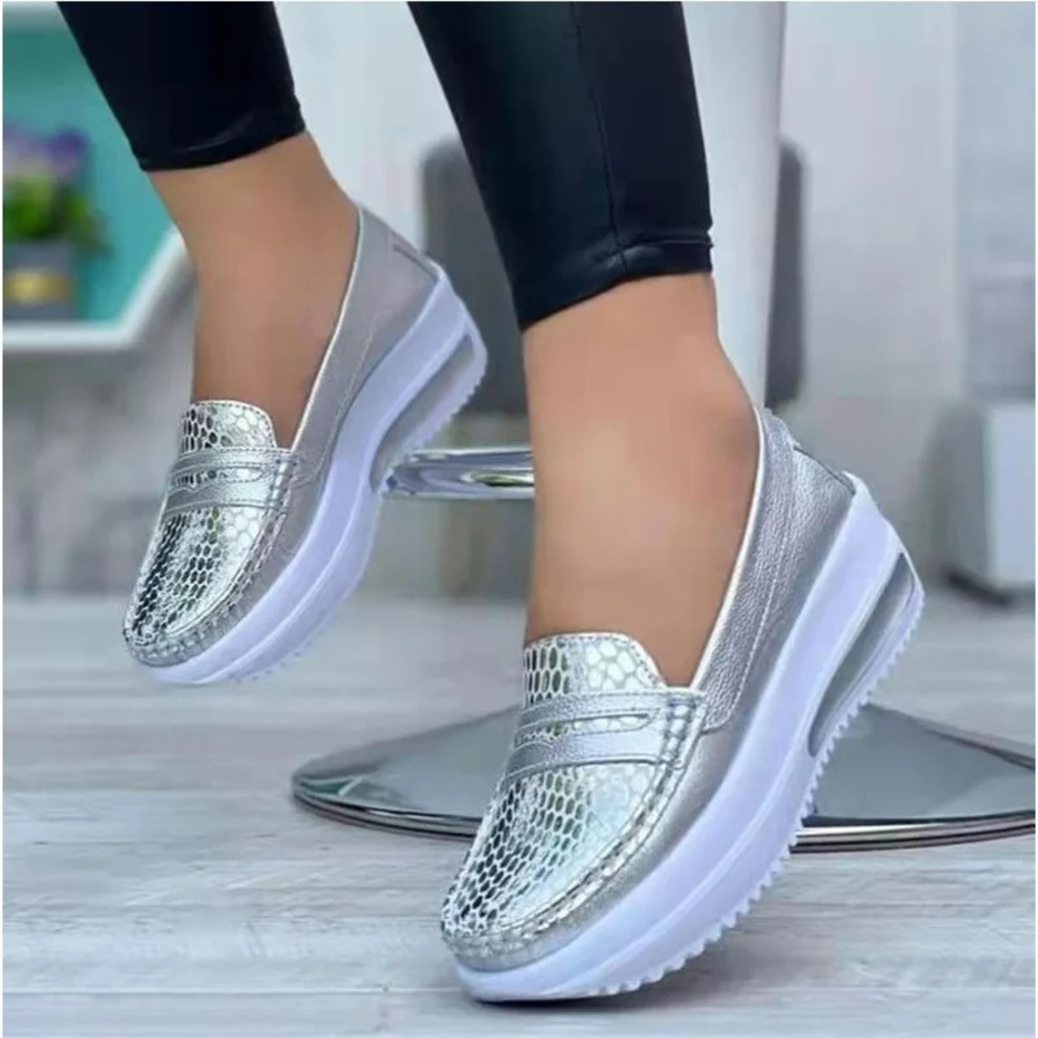 VIDA Runde Zehe Keil Plattform Damen loafer