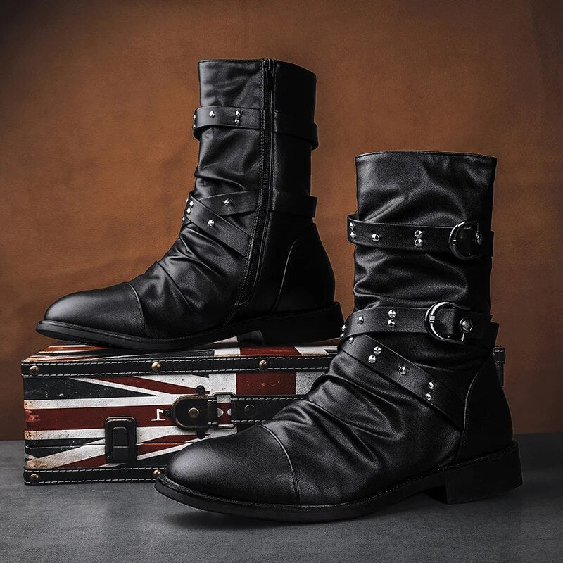 Hugo - Herren Vintage Lederstiefel