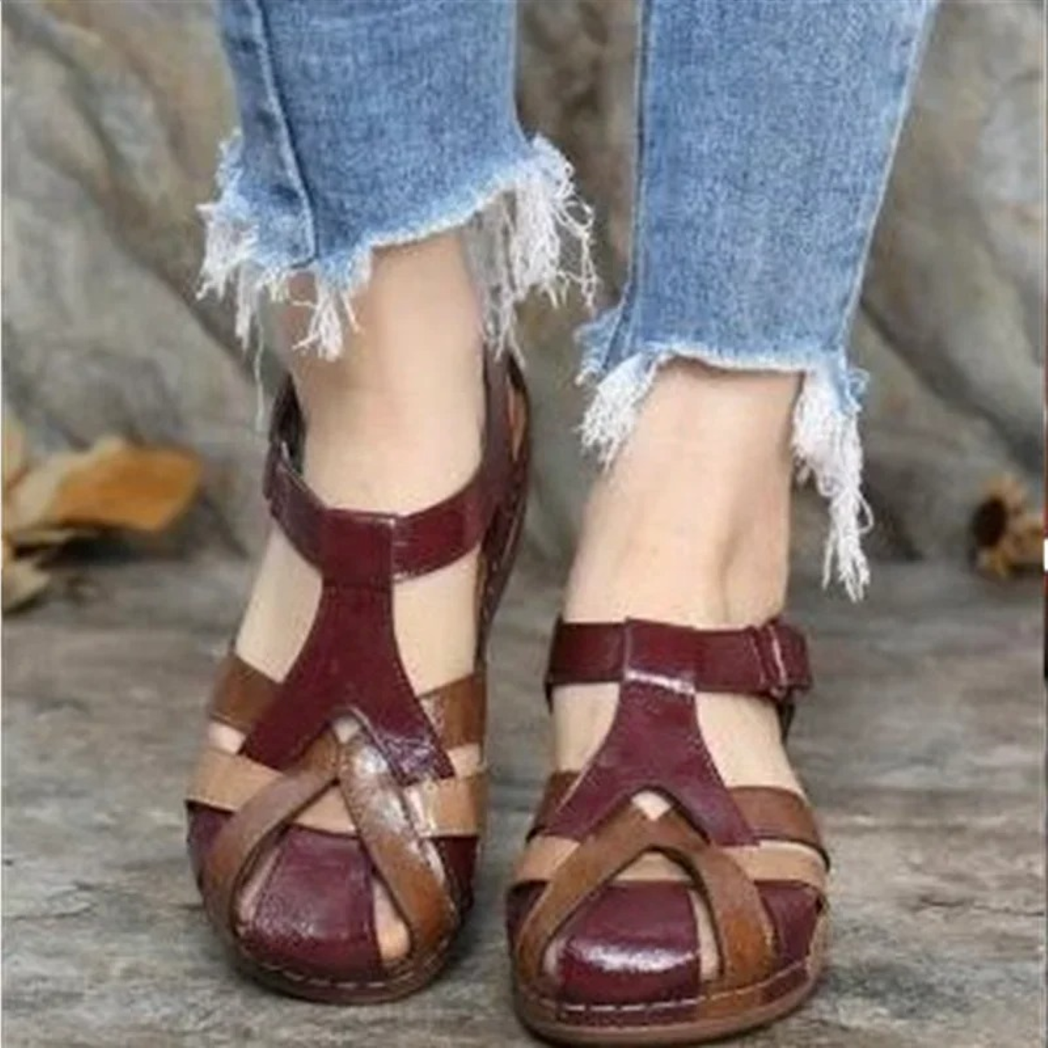 VIDA Damen Sandalen in kontrastierenden Farben, wasserfest