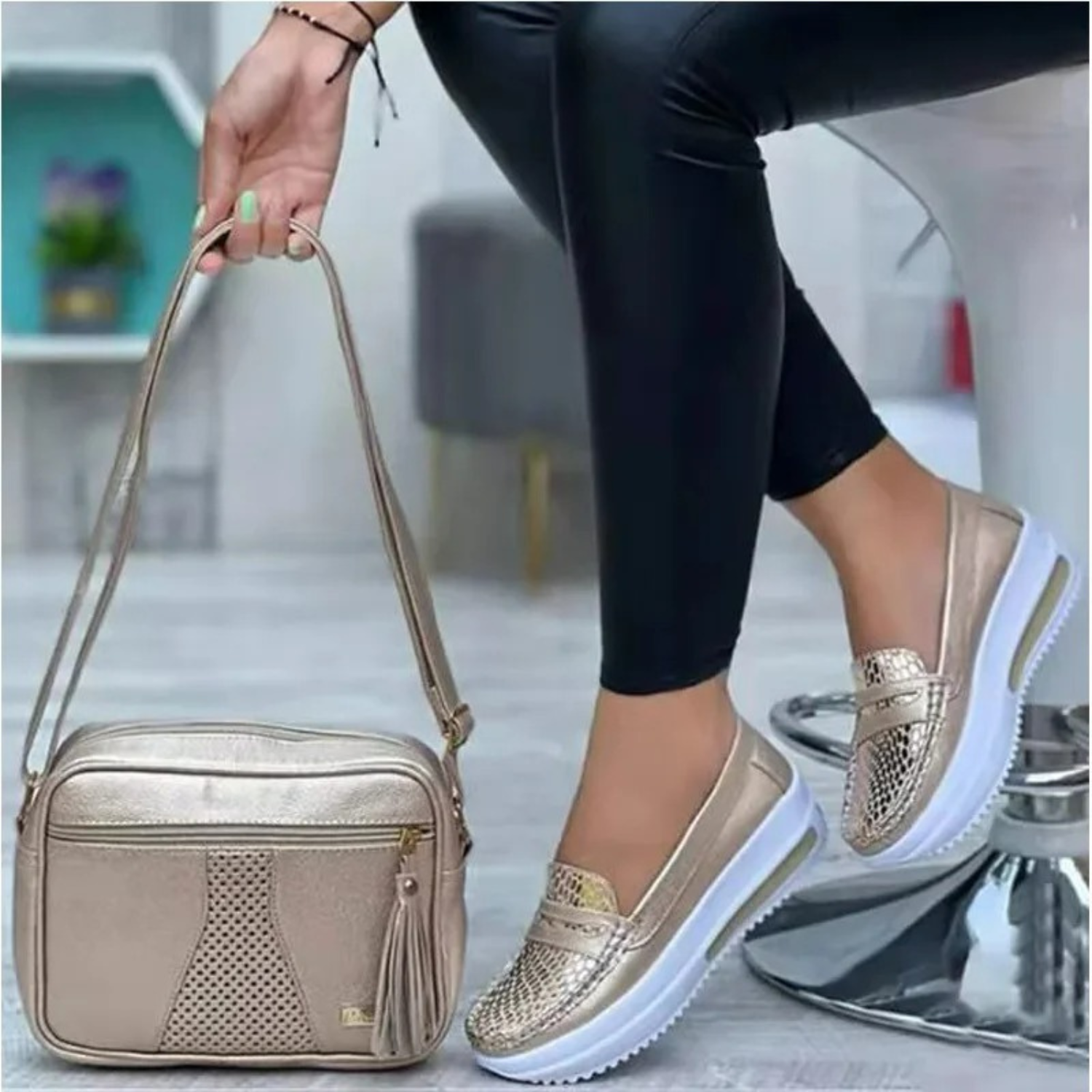 VIDA Runde Zehe Keil Plattform Damen loafer