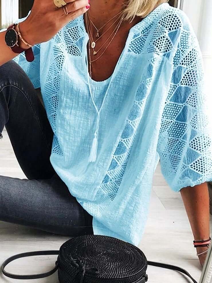 Zephyr | Bohème Chic U Ausschnitt Spitzenbluse