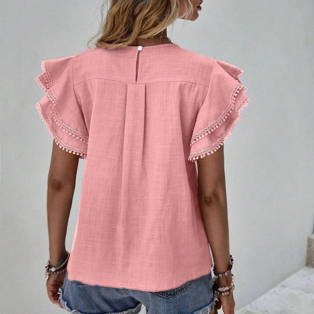 Zephyr | Bluse mit Rüschenärmeln und Häkelverzierungen