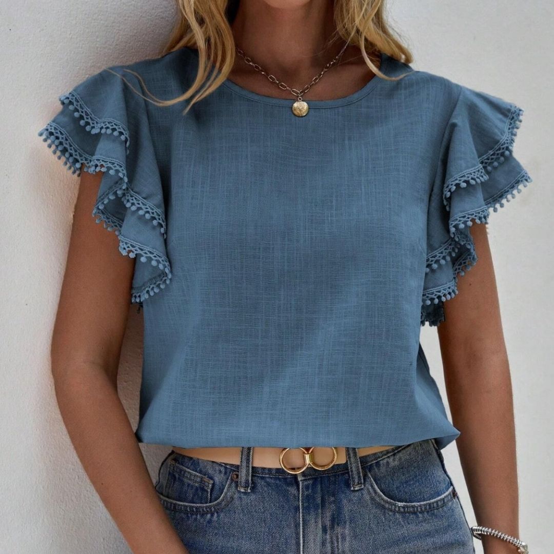 Zephyr | Bluse mit Rüschenärmeln und Häkelverzierungen