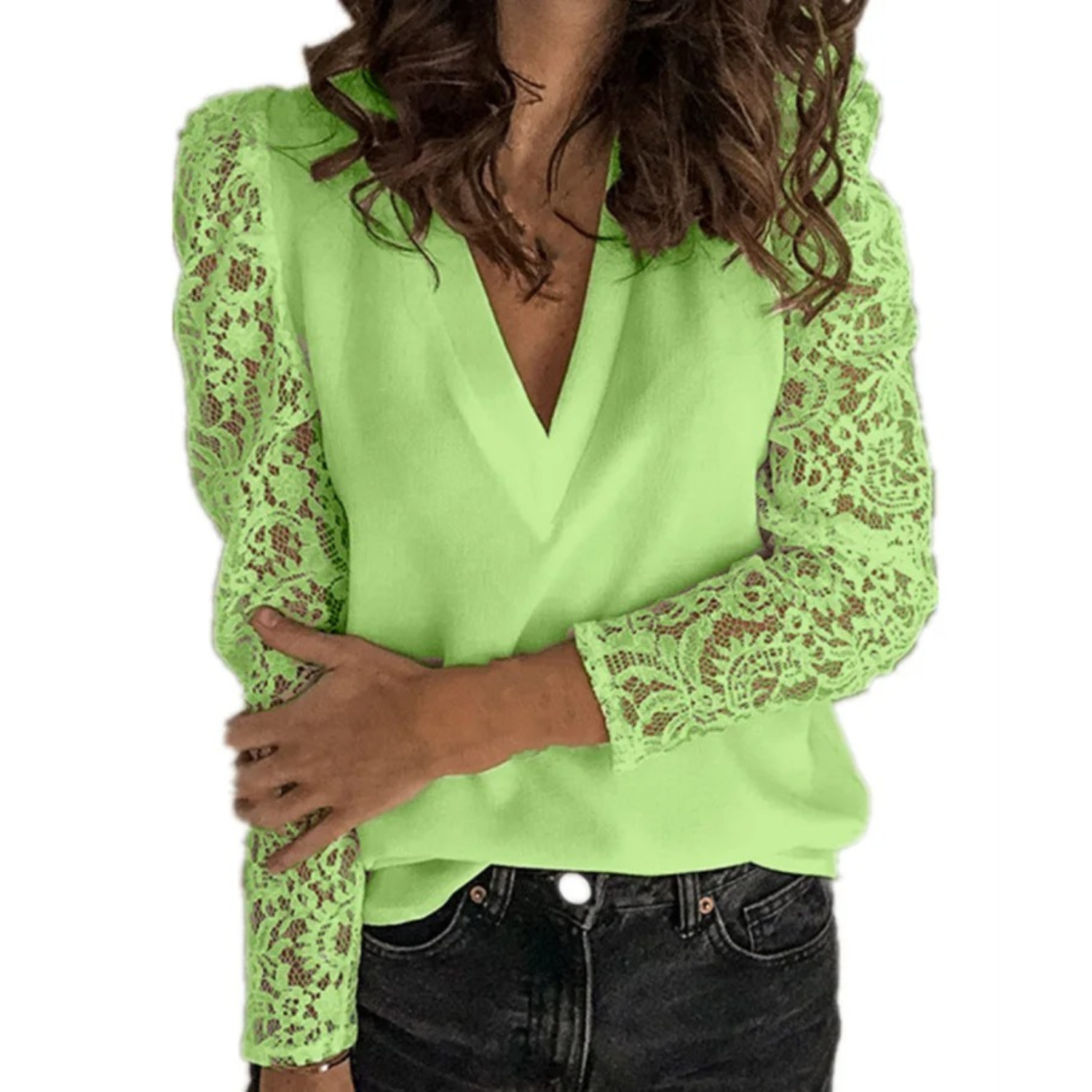 VIDA Elegante violette Chiffon-Bluse mit hohlem Print Damen Blusen
