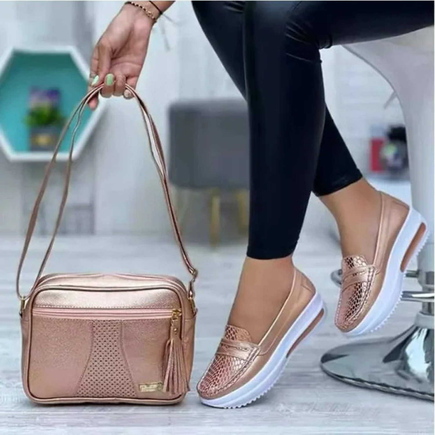 VIDA Runde Zehe Keil Plattform Damen loafer