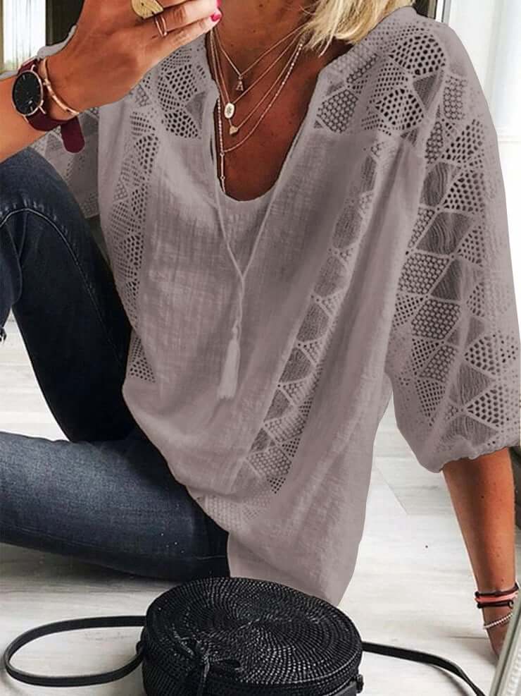 Zephyr | Bohème Chic U Ausschnitt Spitzenbluse