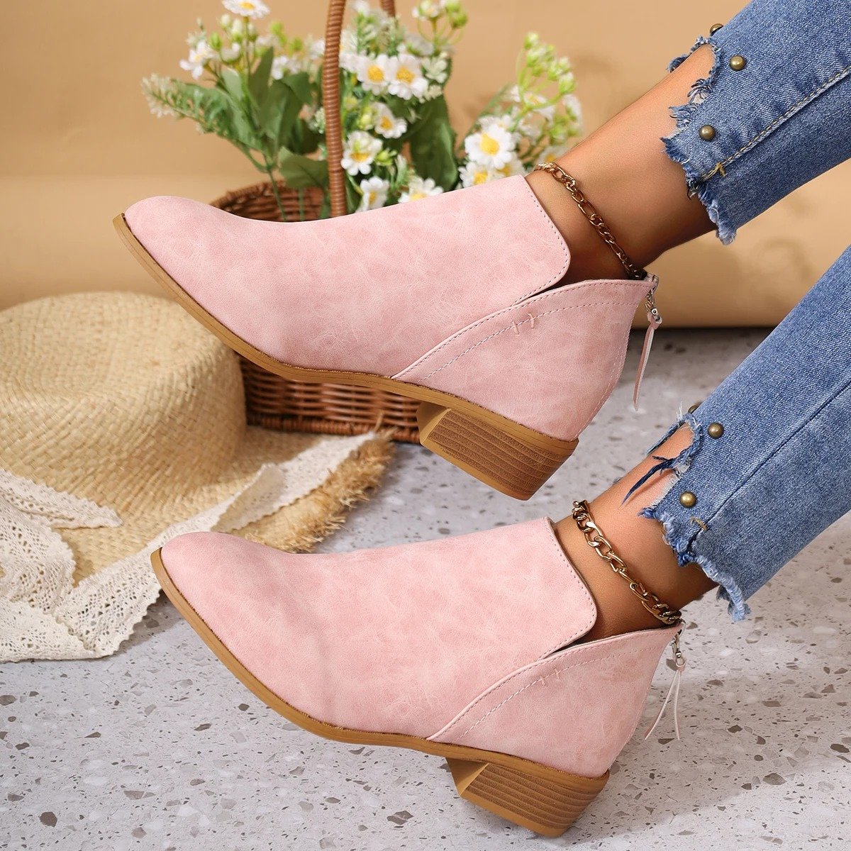 Jenoura - Damen Stiefeletten mit Flachem Absatz und Reißverschluss, Elegantes Design
