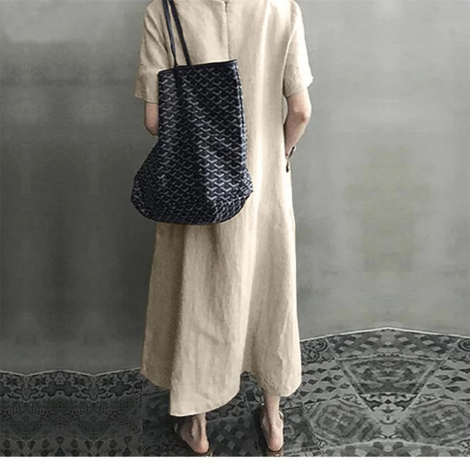 VIDA weißes Baumwollkleid aus einfachem Leinenkleid