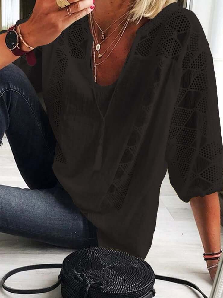 Zephyr | Bohème Chic U Ausschnitt Spitzenbluse