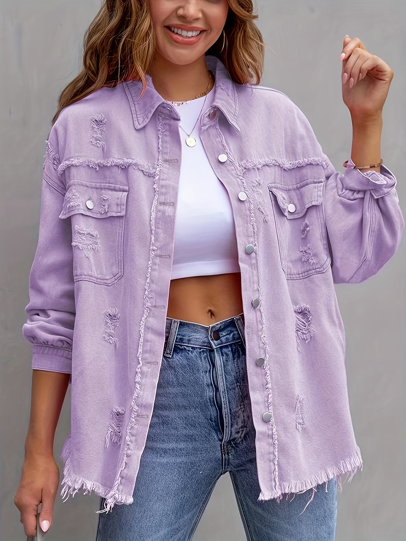 Zahara | Denimjacke mit Zerrissenen Details und Lässiger Passform für Frauen