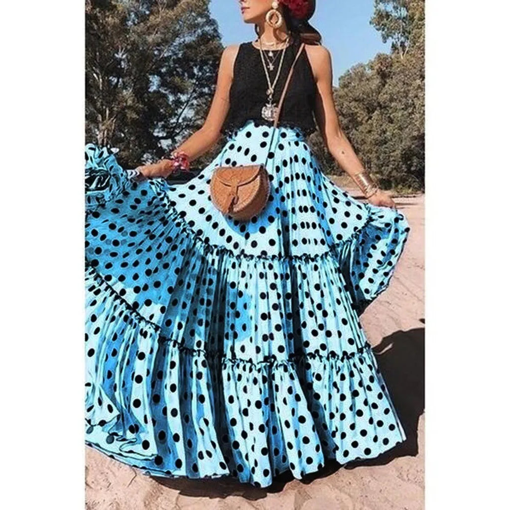 Amara | Maxirock mit Verspieltem Rüschen-Design und Polka-Dots für den Sommer
