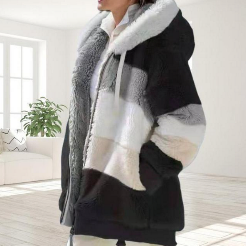Lunara | Jacke mit Stilvollem Kunstpelz und Kapuze für den Winter