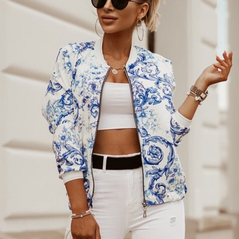 Livia | Bomberjacke mit Eleganz und Blumenmuster für Damen