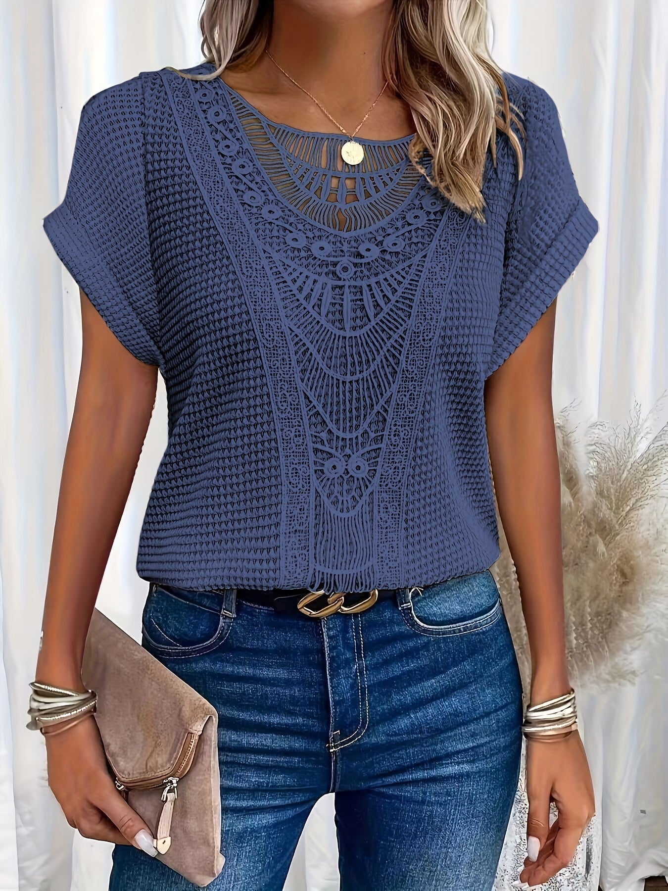 Zephyr | Bluse Damen Rundhalsausschnitt Lose Passform Sommer Top