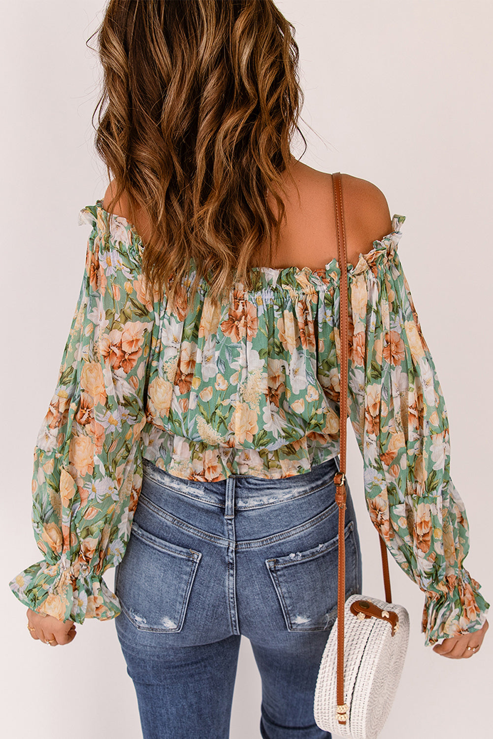 Zephyr | Bluse mit Blumenmuster und schulterfreiem Design Für Frauen