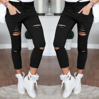 Celestia | Zerrissene Stretch-Bleistifthose mit Figurbetonendem Schnitt für Damen