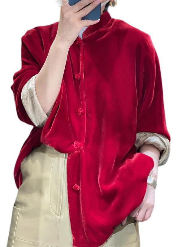 Amara | Bluse mit luxuriösem Velours und stilvollem Patchwork für den Herbst