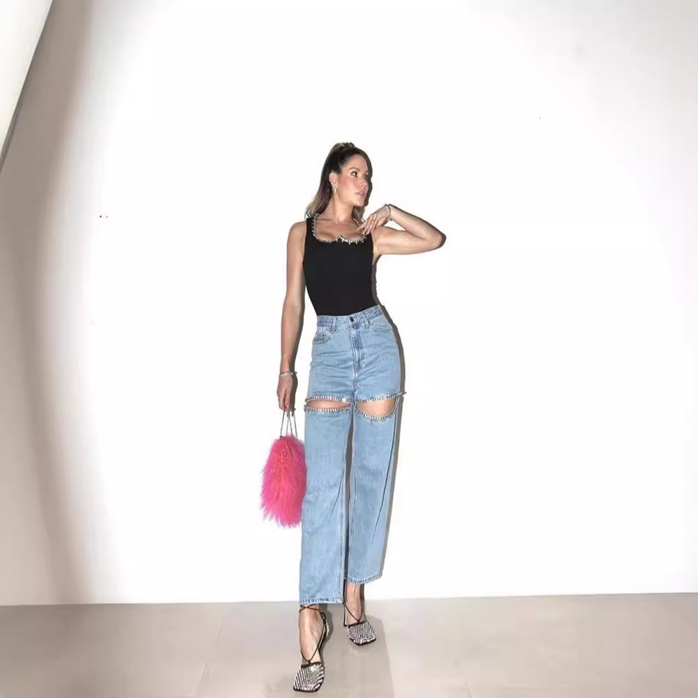 Livia | Damenjeans mit Modischen Löchern und Geradem Schnitt für Trendbewusste