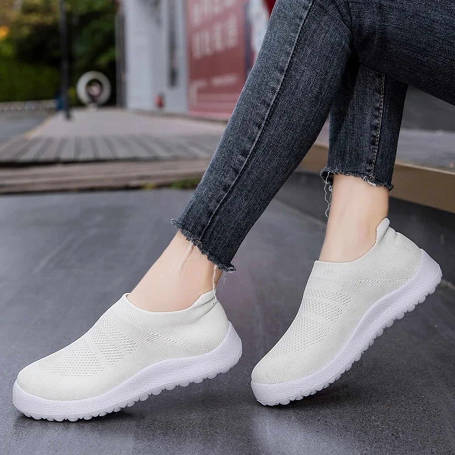 VIDA atmungsaktiver Sockenstoff für Damen Loafer