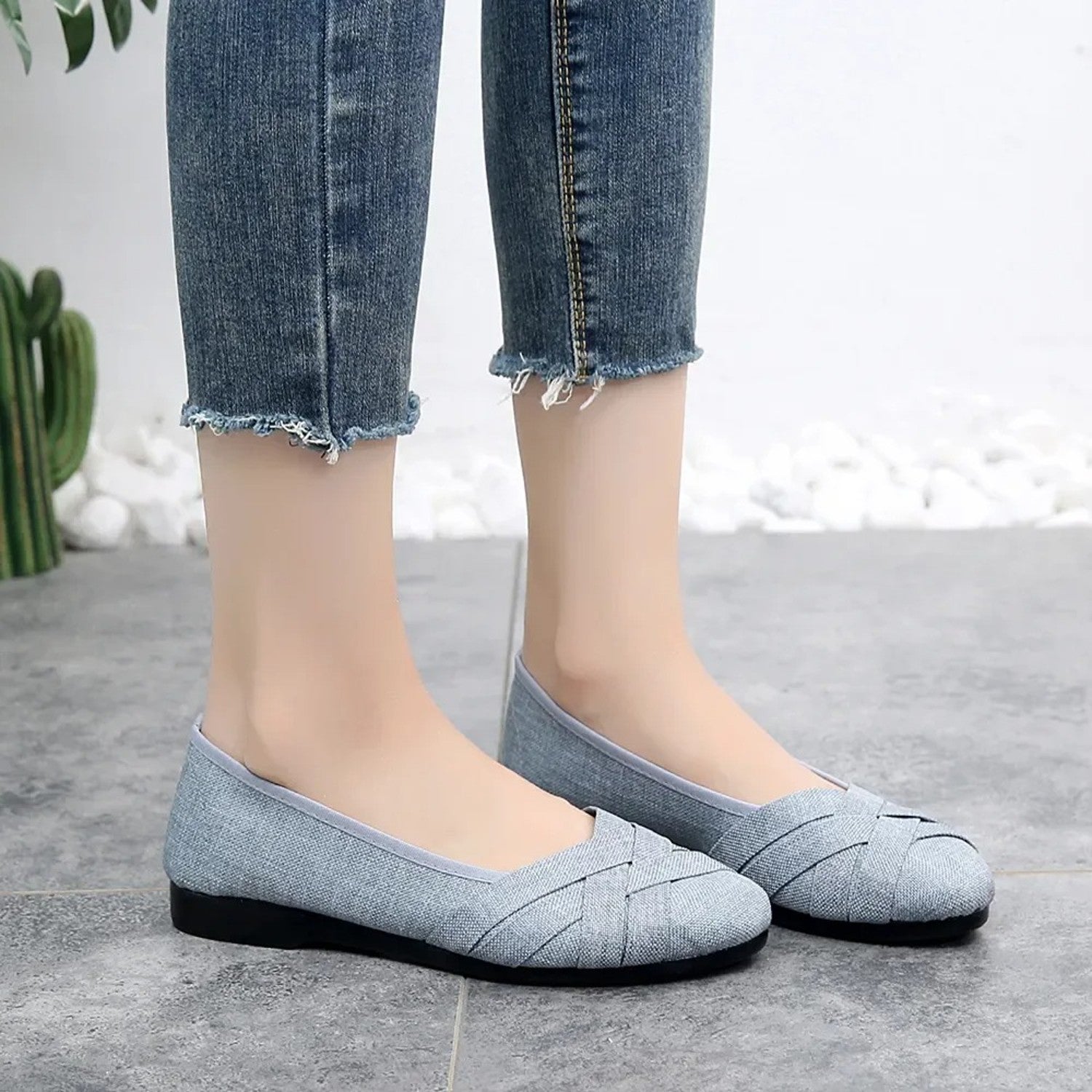 VIDA Canvas cloth mit Blumendruck Damen Loafer