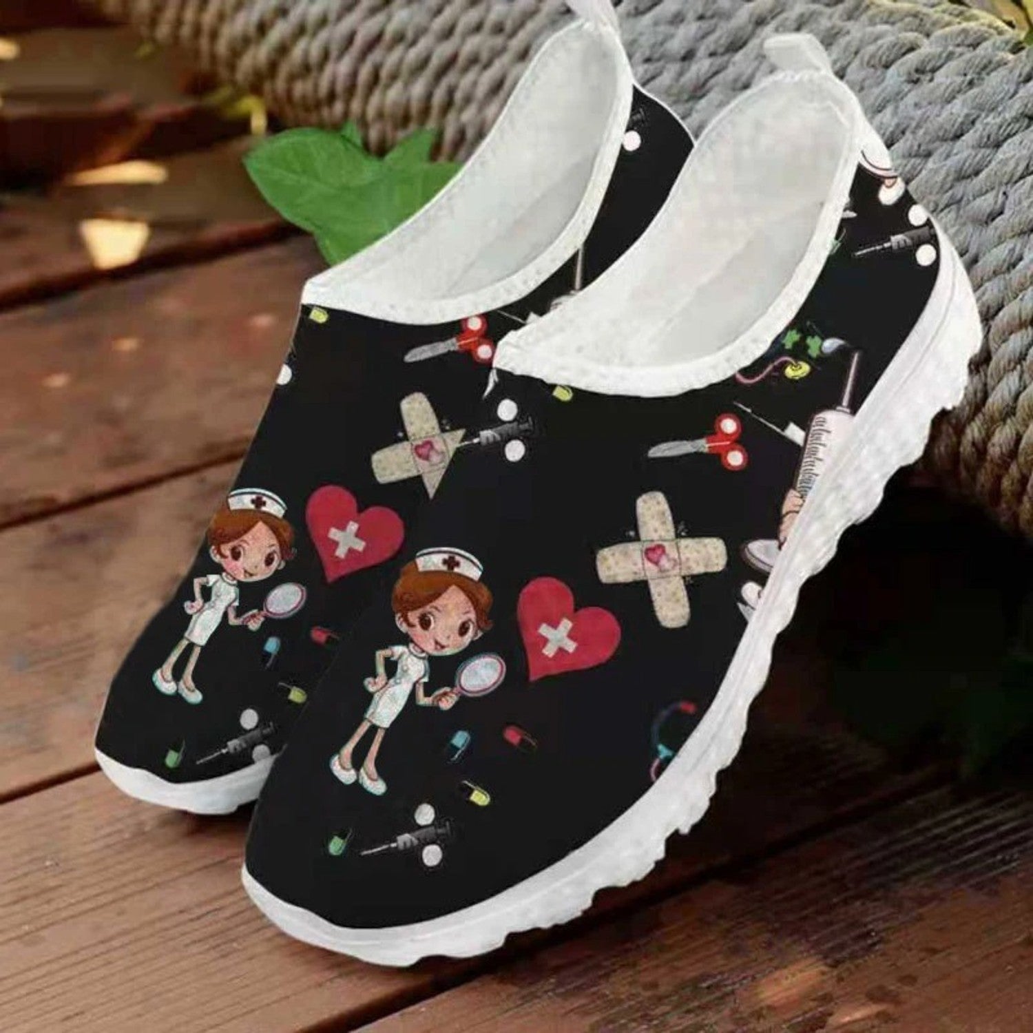 VIDA Hohl Design Cartoon Druck Damen loafer