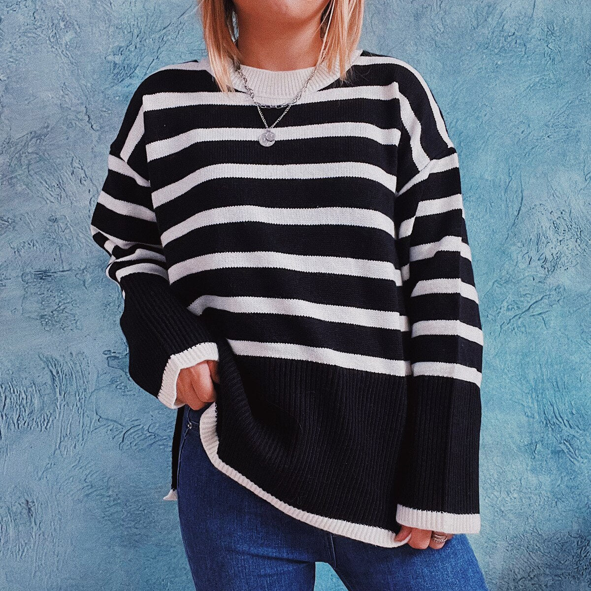 Livia | Strickpullover mit Stilvollem Streifenmuster für Damen