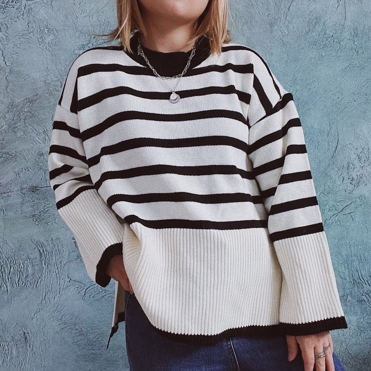 Livia | Strickpullover mit Stilvollem Streifenmuster für Damen