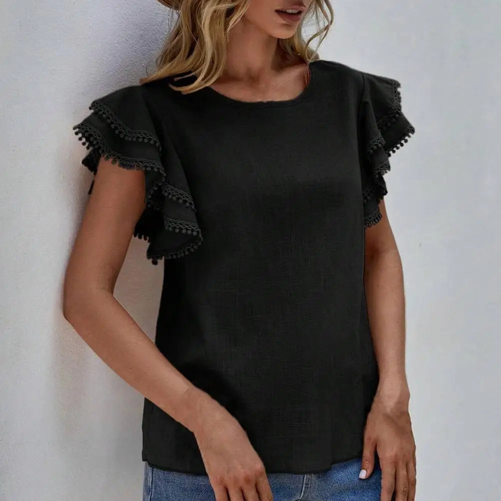 Zephyr | Bluse mit Rüschenärmeln und Häkelverzierungen